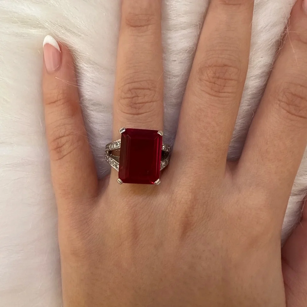 Radiant Red Gemstone Women's Ring